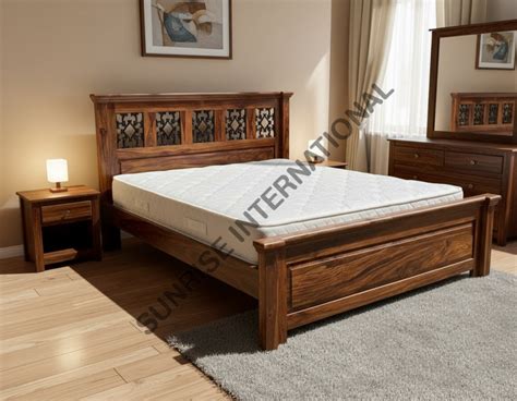 Solid wood bed, wooden bed designs, sheesham wood storage bed online ...