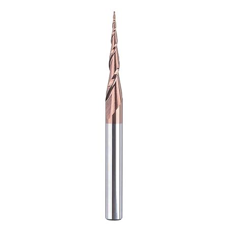 SpeTool Tapered Ball Nose End Mill 1/4" X 3" with 0.5mm Tip Diameter(0 ...
