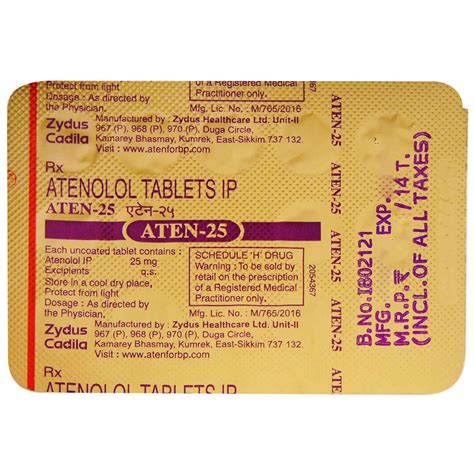 Aten-25 Tablet | Uses, Side Effects, Price | Apollo Pharmacy