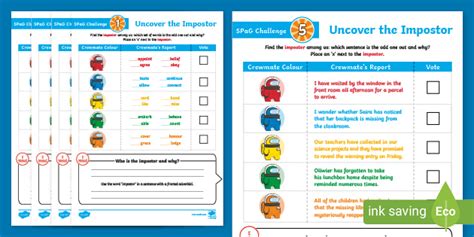 LKS2 Uncover the Impostor SPaG Challenge Activity Pack 1