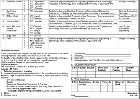 Ministry of Labour and Employment Recruitment 2014 Junior Consultants ...