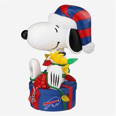 FOCO Buffalo Bills Snoopy & Woodstock Peanuts Christmas Light Up Bobblehead