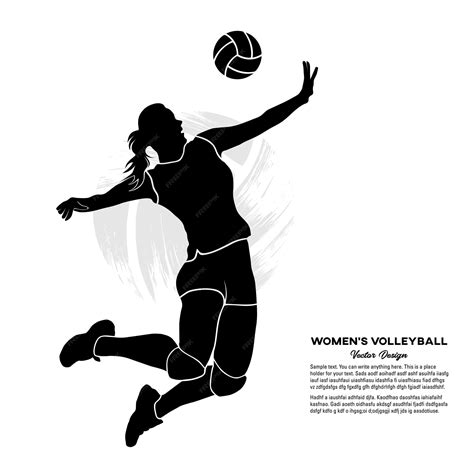 Premium Vector | Silhouette of female volleyball player jumping and ...