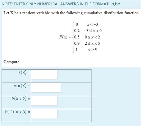 Solved NOTE: ENTER ONLY NUMERICAL ANSWERS IN THE FORMAT: | Chegg.com