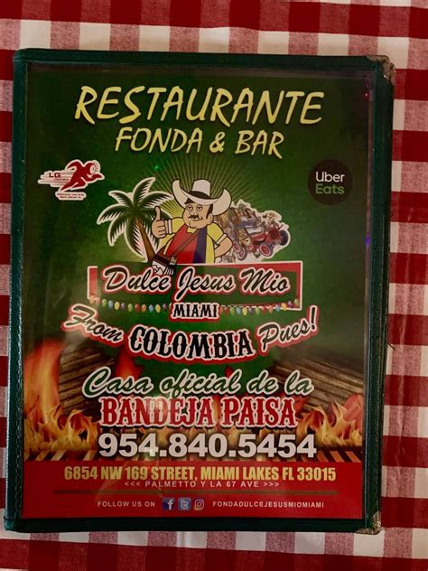 Menu at FONDA DULCE JESUS MIO MIAMI pub & bar, Hialeah