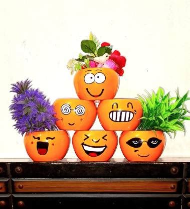 MetalDesign Orange Smiley Emoji Metal Planters Orange Plant Container ...