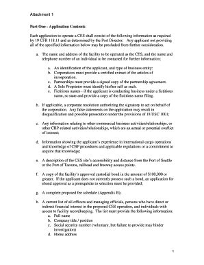Fillable Online apps cbp Part One Application Contents - apps cbp Fax ...