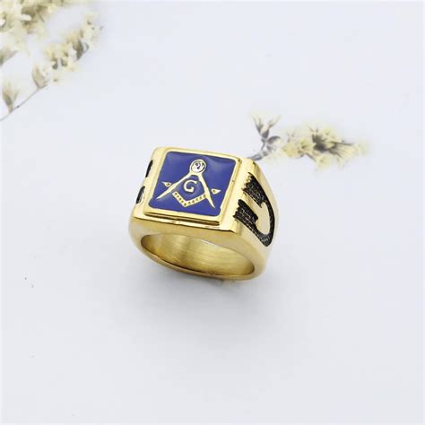 Buy Freemason Ring Men's Stainless Steel Vintage Freemason Masonic ...