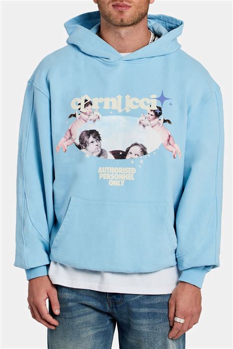 Cherub Graphic Hoodie - Light Blue | Mens Tops | Shop Hoodies at ...