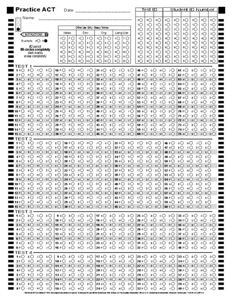 ACT BW v30 - Test Bubble Sheet - 61 62 63 64 65 66 67 68 69 70 71 72 73 ...