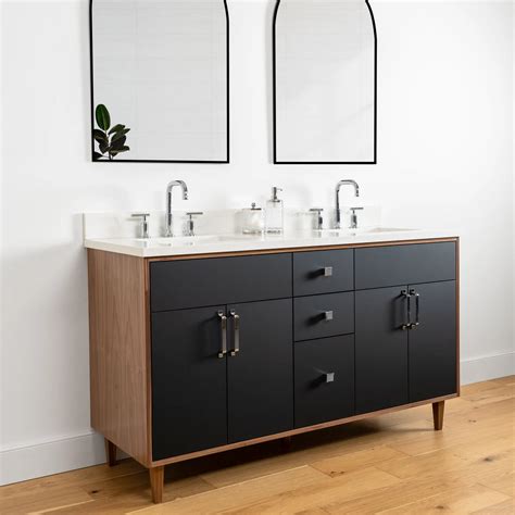 Sidney 60" Matte Black Bathroom Vanity, Double Sink - Teodor Vanities ...