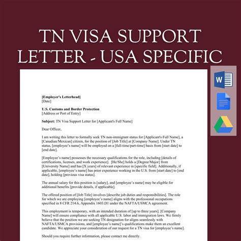 TN Visa Support Letter Template | Work Visa Letter U.S. Employers ...