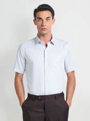 Buy Arrow Grey Short Sleeve Dobby Formal Shirt Online