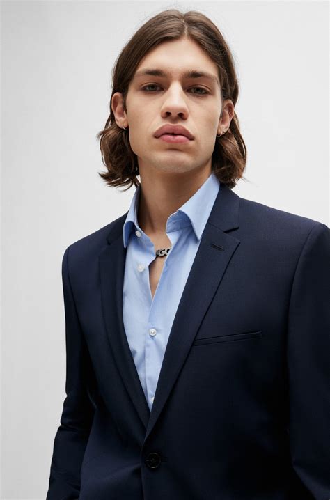 HUGO - Extra-slim-fit suit in a wool blend - Dark Blue