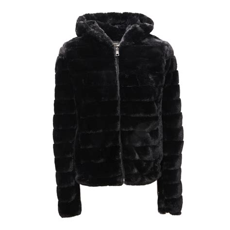 2361AM giubbotto donna PLEASE woman ecofur jacket BLACK