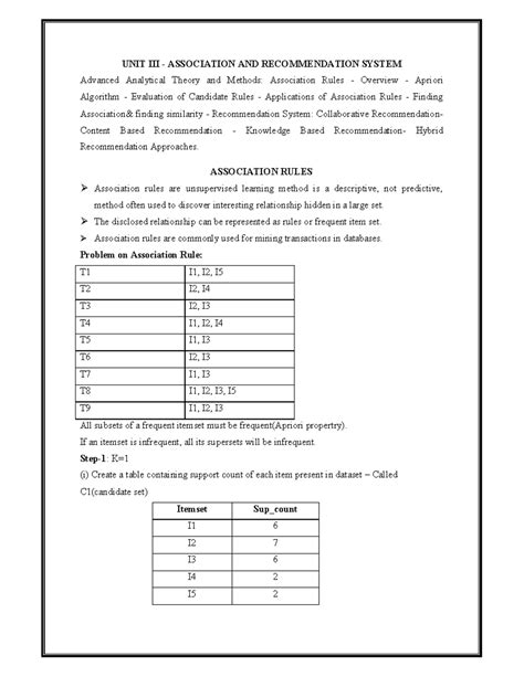 Big Data Analytics - Module 3: Association & Recommendation Systems ...