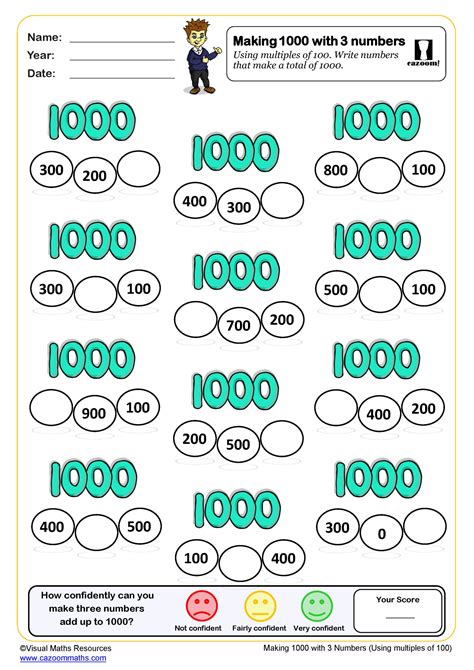 Making 1000 with 3 numbers using multiples of 100 Worksheet | PDF ...