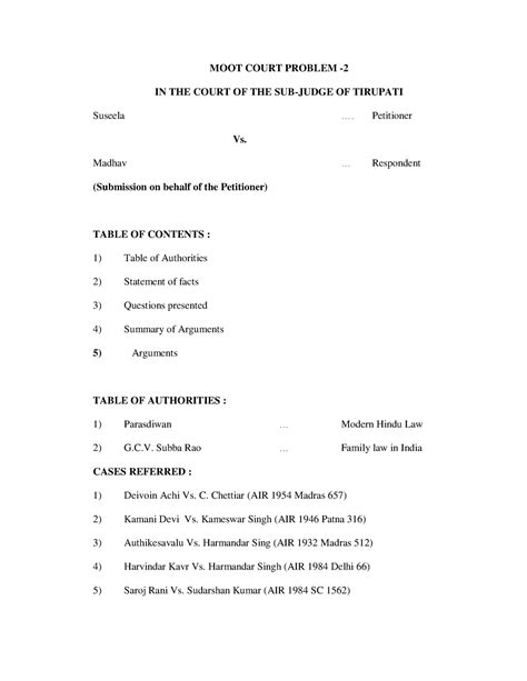 Moor court problem-2 - Good - MOOT COURT PROBLEM - IN THE COURT OF THE ...