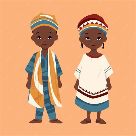 Vector flat african couple children with traditional costume | Premium ...