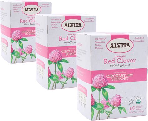 Amazon.com : ALVITA Organic Red Clover Herbal Tea, 16 Teabags/Box (3 ...