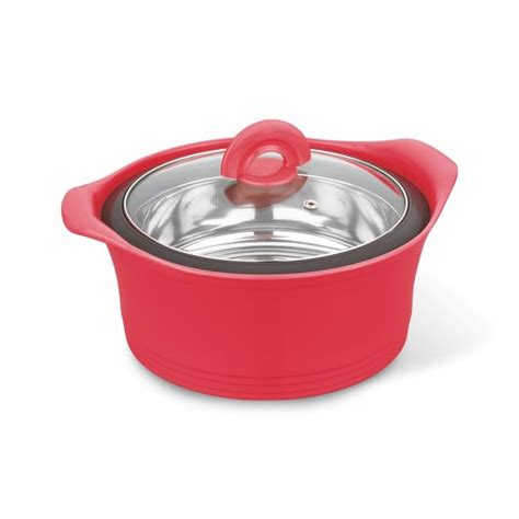 Buy ASIAN Luxury Inner Steel Casserole Glaas Lid, 1000 ml, Red|PU ...