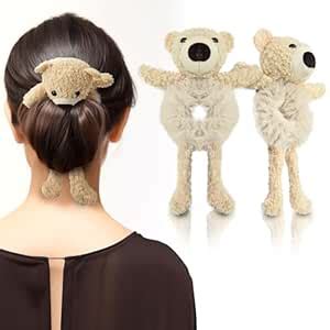 Sanas Scrunchies for Girls 1Pc Cute Plush Bear Rabbit Ponytail Hair Tie ...
