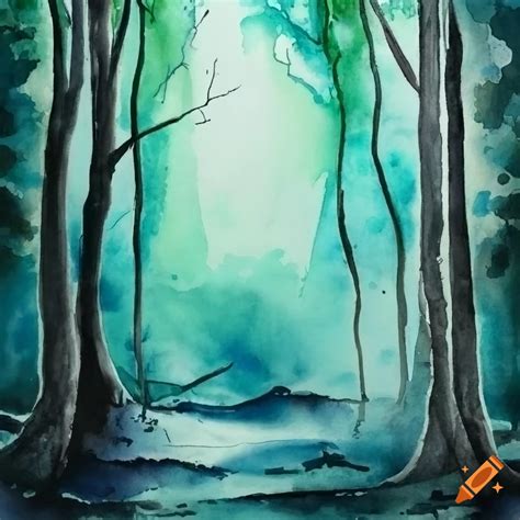 Watercolor painting of a forest on Craiyon
