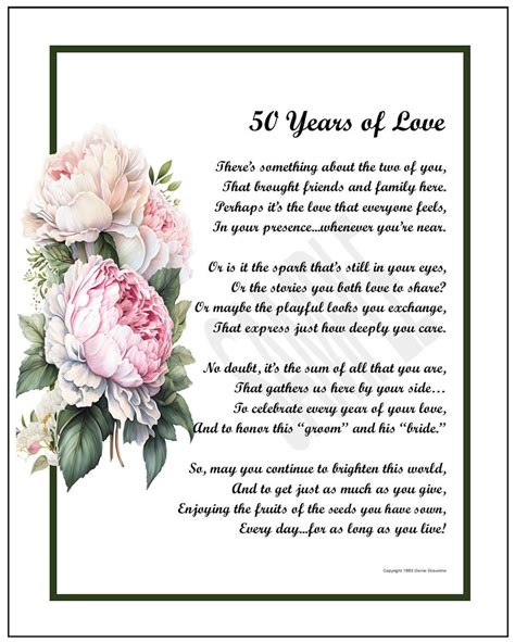 50th Wedding Anniversary Poem Gift Present DIGITAL Print Verse ...