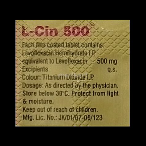L CIN 500MG TABLET 10'S Price, Uses, Side Effects & Substitutes | Medkart