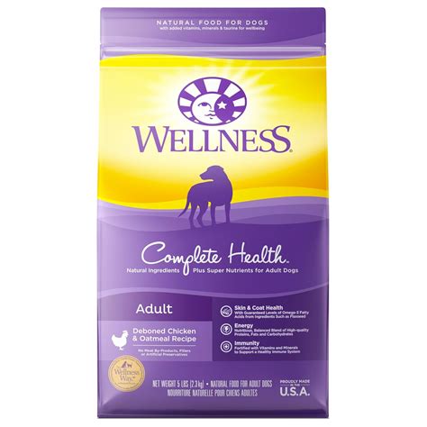 Wellness Complete Health Natural Dry Dog Food, Chicken & Oatmeal, 5 ...