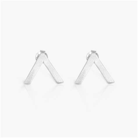 V Shaped Silver Stud Earrings