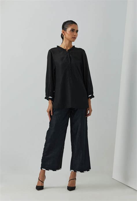 Black Chanderi Gypsy Tunic With Palazzo (Set Of 2) – The Indian Cause