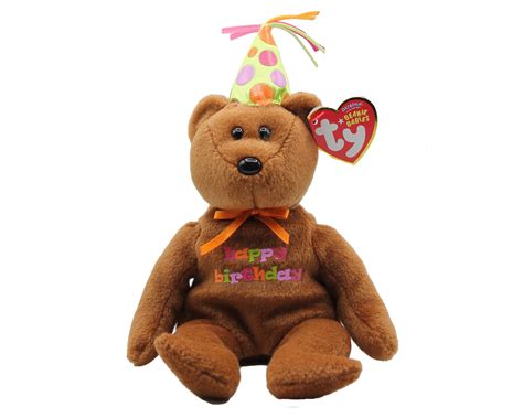 Ty Beanie Baby: Happy Birthday the Teddy Bear - Green Hat - Sell4Value