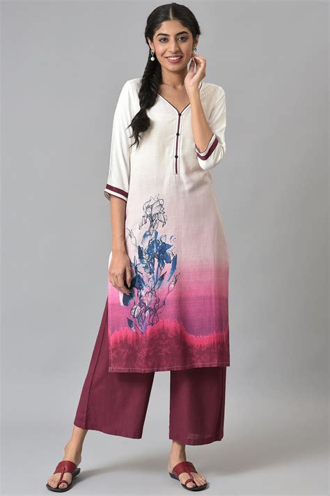 Buy White Printed kurta with Maroor Palazzo Online for Woman | Shop for ...