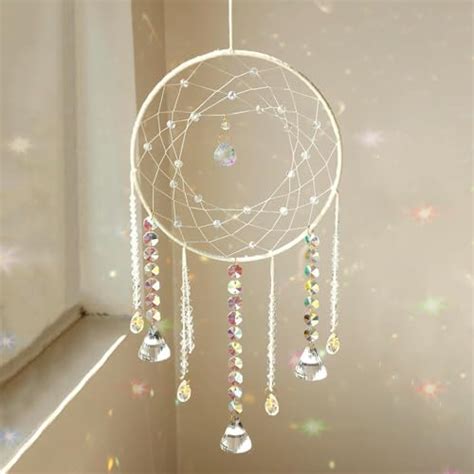 Mannikin Hanging Dream Catcher with Crystals Wall Hanging Suncatcher ...