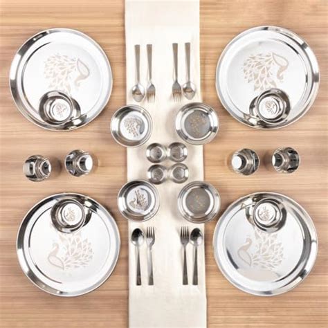 Classic Essentials Stainless Steel Dinner Set | Heavy Gauge Stainless ...