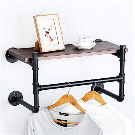 KINGVON Wall Mounted Industrial Pipe Clothing Rack with Wood India | Ubuy