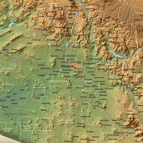 Elevation Map Arizona Topographic Map Of The Grand Canyon National