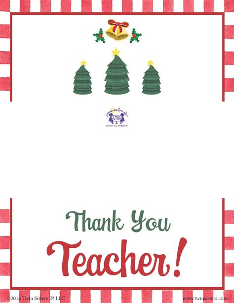 Thank You Teacher Gift Certificate (Christmas Pine Tree) - Twin Sisters