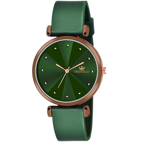 Buy CRESTELLO Green Silicone Strap Analog Wrist Watch for Women (Green ...
