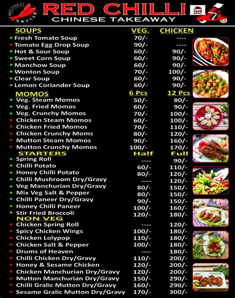 Menu at Aaspas Listing - Red chilli Chinese Takeaway, Faridabad, B 184