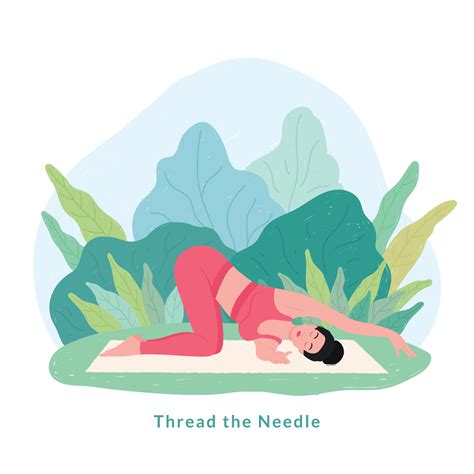 Thread the Needle Yoga pose. Young woman woman doing yoga for Yoga Day ...