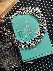 Yellow Chimes Ethnic German Silver Oxidised Choker Necklace Set with ...