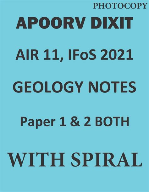 APOORV DIXIT GEOLOGY NOTES AIR - 11- IFOS 2021 - Paper 1 & 2 - WITH ...