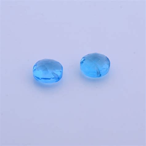 swiss blue topaz round briolette half drill 10MM - Fancy Gemstones