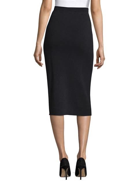 Eileen Fisher Pencil Cut Midi Wool Skirt in Black - Lyst