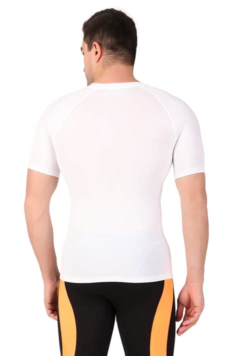 Nylon Compression Tshirt Half Sleeve Tights For Men (White) – ReDesign ...