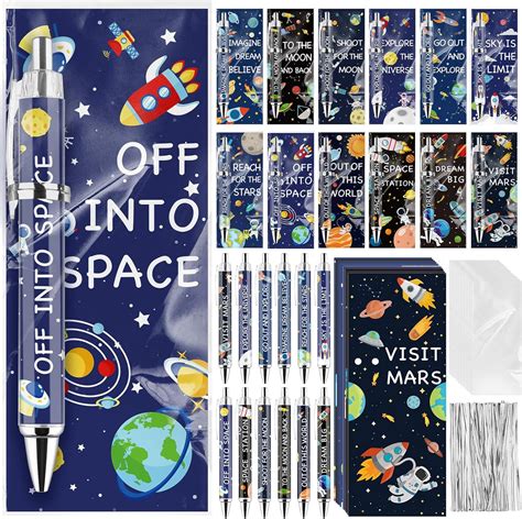 48 Sets Space Party Favors Include Space Pens Bulk Astronaut Bookmarks ...