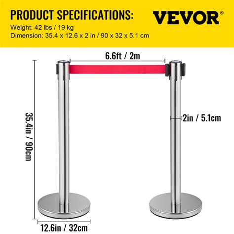VEVOR Crowd Control Stanchion, Set of 6 Pieces Stanchion Set, Stanchion ...