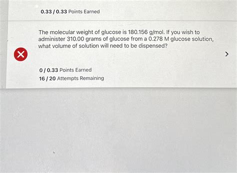 Solved The molecular weight of glucose is 180.156gmol. ﻿If | Chegg.com